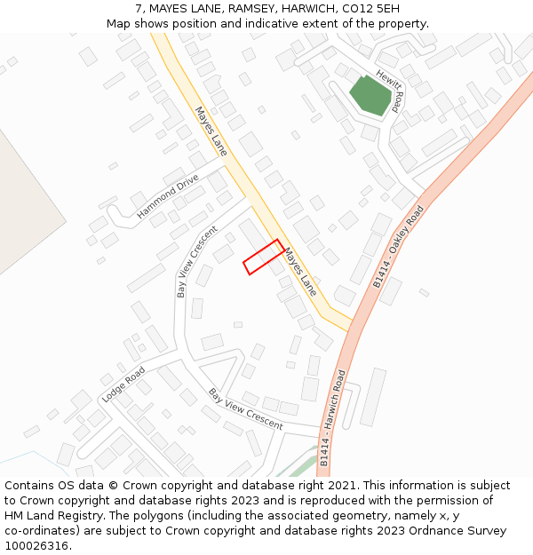 7, MAYES LANE, RAMSEY, HARWICH, CO12 5EH: Location map and indicative extent of plot