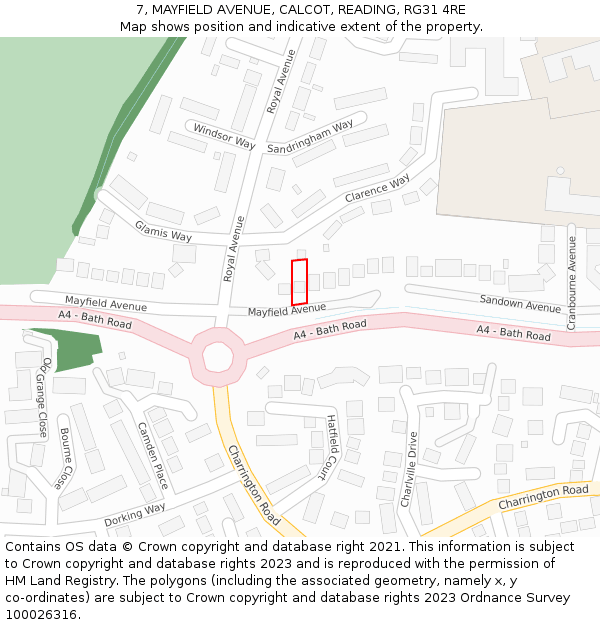 7, MAYFIELD AVENUE, CALCOT, READING, RG31 4RE: Location map and indicative extent of plot
