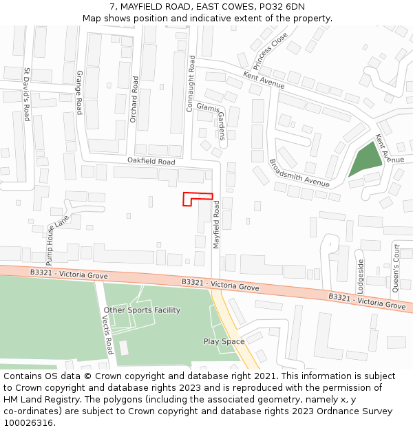 7, MAYFIELD ROAD, EAST COWES, PO32 6DN: Location map and indicative extent of plot