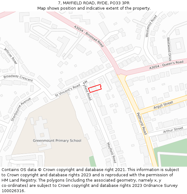 7, MAYFIELD ROAD, RYDE, PO33 3PR: Location map and indicative extent of plot