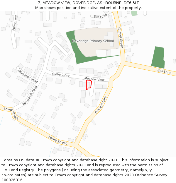 7, MEADOW VIEW, DOVERIDGE, ASHBOURNE, DE6 5LT: Location map and indicative extent of plot