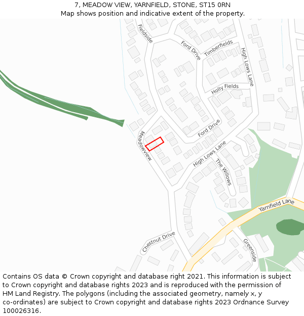 7, MEADOW VIEW, YARNFIELD, STONE, ST15 0RN: Location map and indicative extent of plot