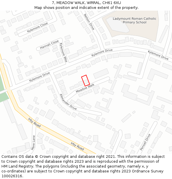 7, MEADOW WALK, WIRRAL, CH61 6XU: Location map and indicative extent of plot