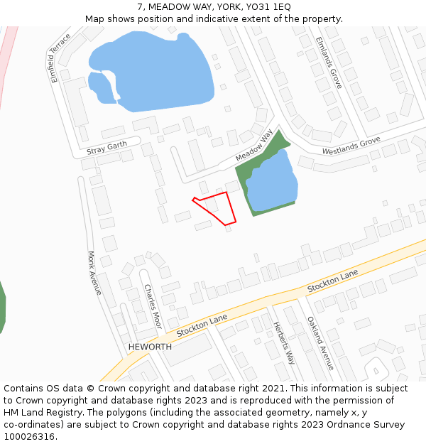 7, MEADOW WAY, YORK, YO31 1EQ: Location map and indicative extent of plot