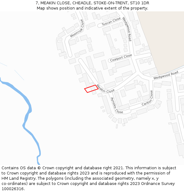 7, MEAKIN CLOSE, CHEADLE, STOKE-ON-TRENT, ST10 1DR: Location map and indicative extent of plot