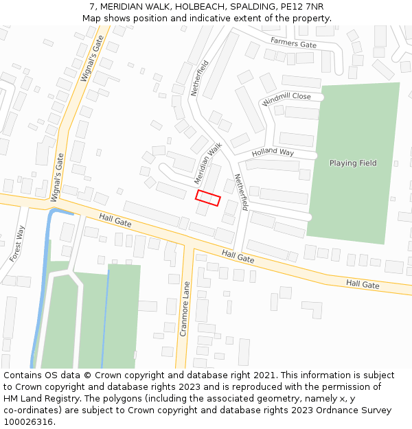 7, MERIDIAN WALK, HOLBEACH, SPALDING, PE12 7NR: Location map and indicative extent of plot