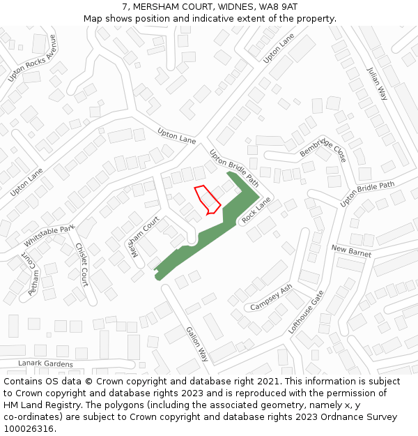 7, MERSHAM COURT, WIDNES, WA8 9AT: Location map and indicative extent of plot