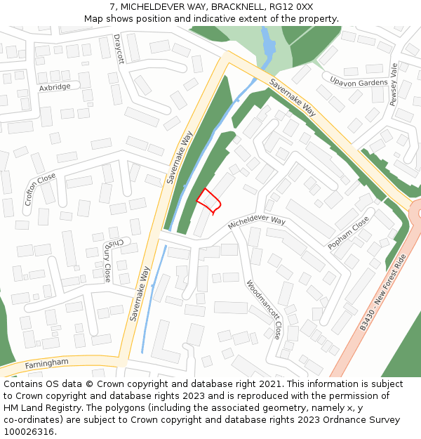 7, MICHELDEVER WAY, BRACKNELL, RG12 0XX: Location map and indicative extent of plot
