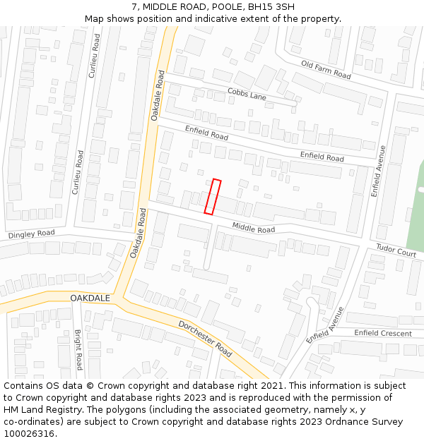 7, MIDDLE ROAD, POOLE, BH15 3SH: Location map and indicative extent of plot