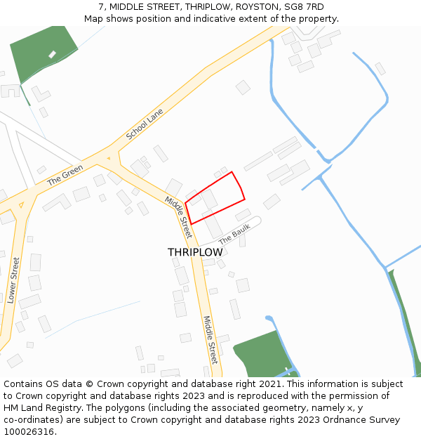 7, MIDDLE STREET, THRIPLOW, ROYSTON, SG8 7RD: Location map and indicative extent of plot