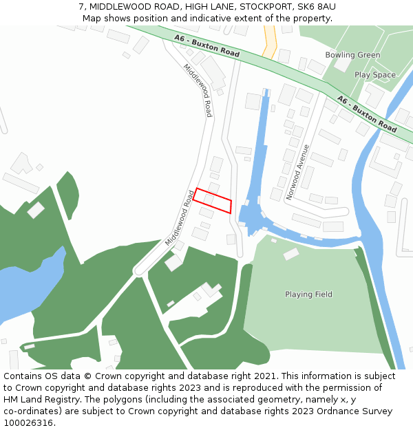 7, MIDDLEWOOD ROAD, HIGH LANE, STOCKPORT, SK6 8AU: Location map and indicative extent of plot