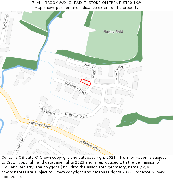 7, MILLBROOK WAY, CHEADLE, STOKE-ON-TRENT, ST10 1XW: Location map and indicative extent of plot