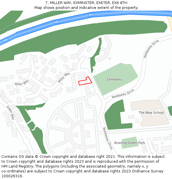 7, MILLER WAY, EXMINSTER, EXETER, EX6 8TH: Location map and indicative extent of plot