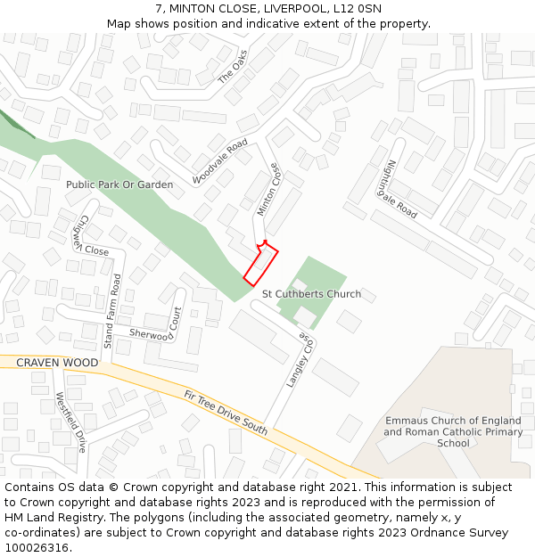 7, MINTON CLOSE, LIVERPOOL, L12 0SN: Location map and indicative extent of plot