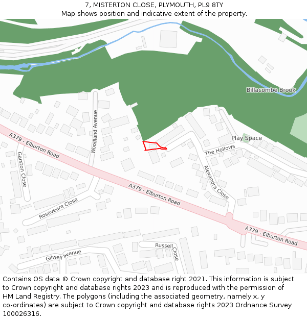 7, MISTERTON CLOSE, PLYMOUTH, PL9 8TY: Location map and indicative extent of plot