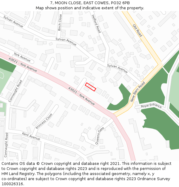 7, MOON CLOSE, EAST COWES, PO32 6PB: Location map and indicative extent of plot