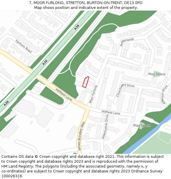 7, MOOR FURLONG, STRETTON, BURTON-ON-TRENT, DE13 0PD: Location map and indicative extent of plot