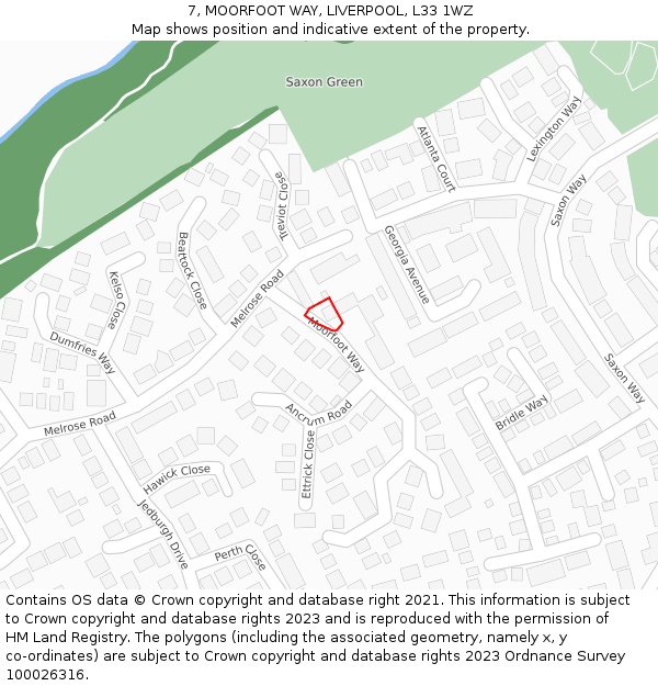 7, MOORFOOT WAY, LIVERPOOL, L33 1WZ: Location map and indicative extent of plot