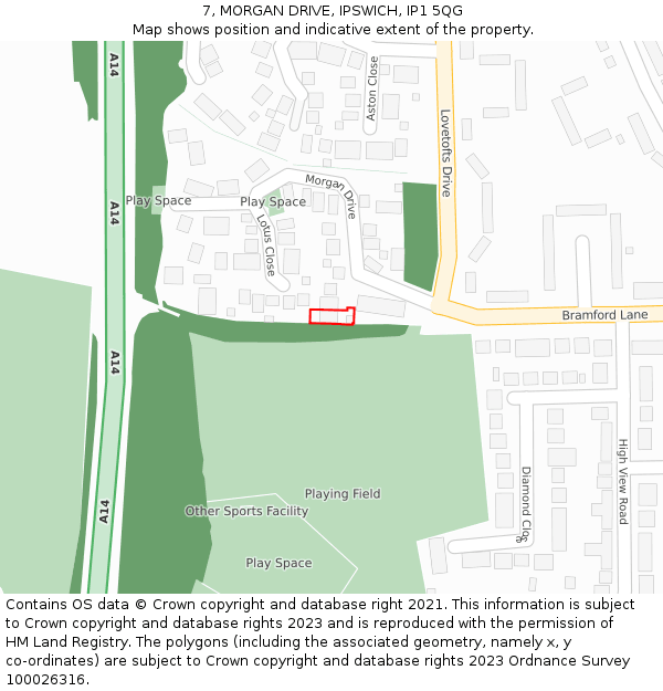 7, MORGAN DRIVE, IPSWICH, IP1 5QG: Location map and indicative extent of plot