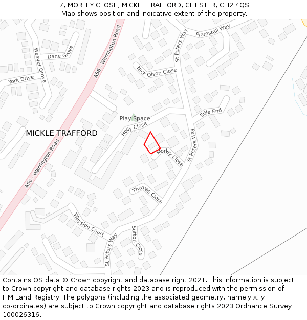 7, MORLEY CLOSE, MICKLE TRAFFORD, CHESTER, CH2 4QS: Location map and indicative extent of plot