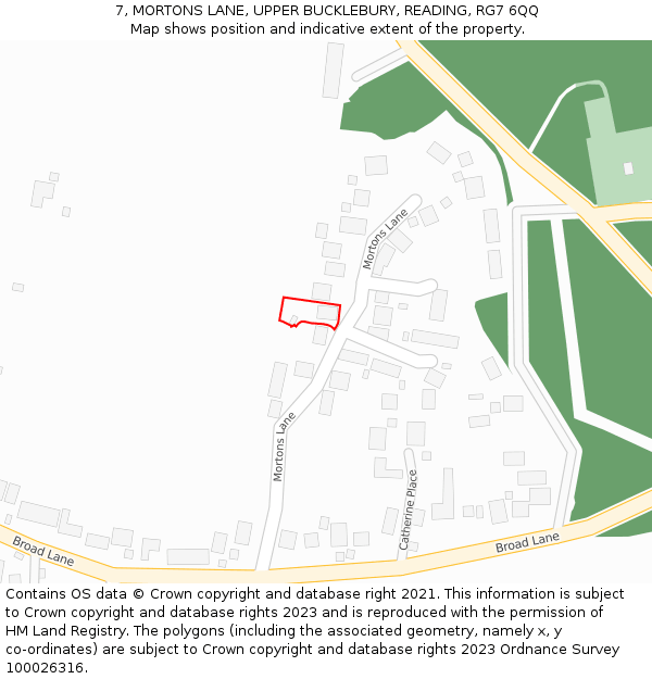 7, MORTONS LANE, UPPER BUCKLEBURY, READING, RG7 6QQ: Location map and indicative extent of plot