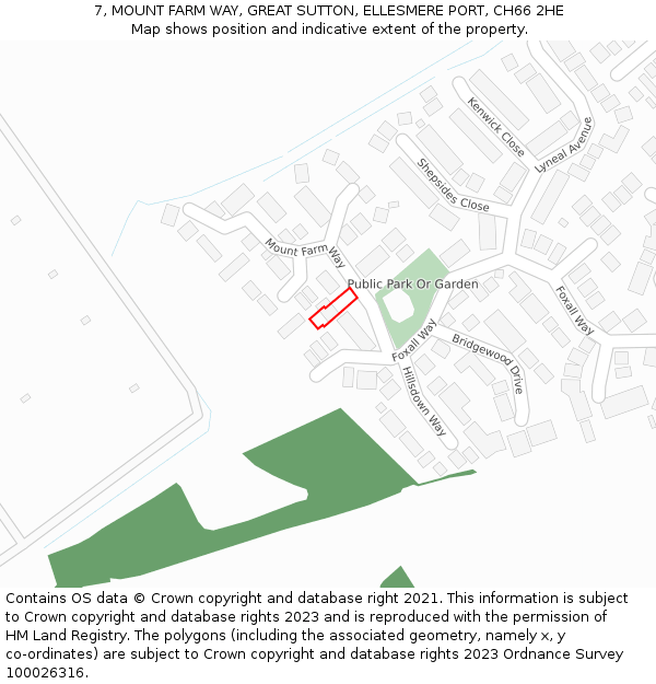 7, MOUNT FARM WAY, GREAT SUTTON, ELLESMERE PORT, CH66 2HE: Location map and indicative extent of plot