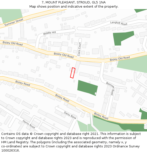 7, MOUNT PLEASANT, STROUD, GL5 1NA: Location map and indicative extent of plot