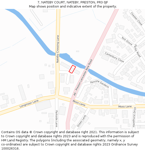 7, NATEBY COURT, NATEBY, PRESTON, PR3 0JF: Location map and indicative extent of plot