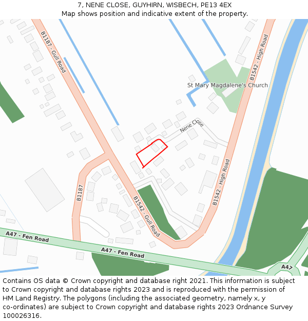 7, NENE CLOSE, GUYHIRN, WISBECH, PE13 4EX: Location map and indicative extent of plot