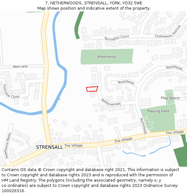 7, NETHERWOODS, STRENSALL, YORK, YO32 5WE: Location map and indicative extent of plot