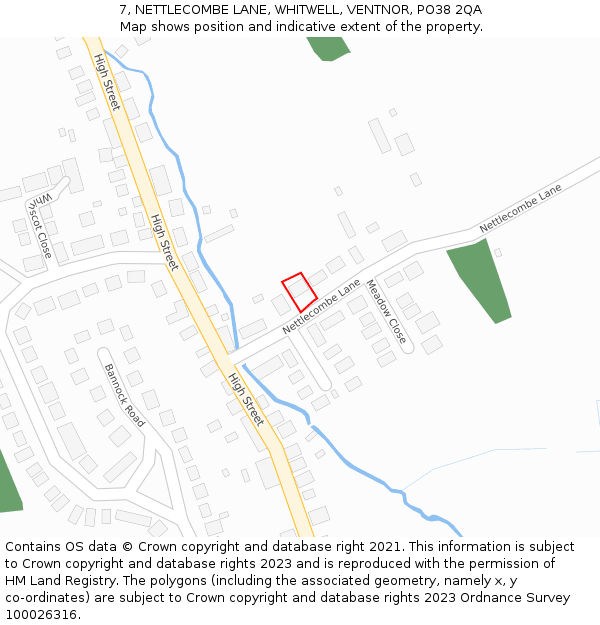 7, NETTLECOMBE LANE, WHITWELL, VENTNOR, PO38 2QA: Location map and indicative extent of plot