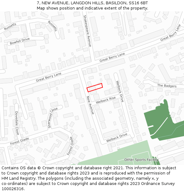 7, NEW AVENUE, LANGDON HILLS, BASILDON, SS16 6BT: Location map and indicative extent of plot