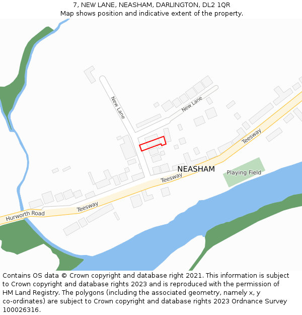7, NEW LANE, NEASHAM, DARLINGTON, DL2 1QR: Location map and indicative extent of plot