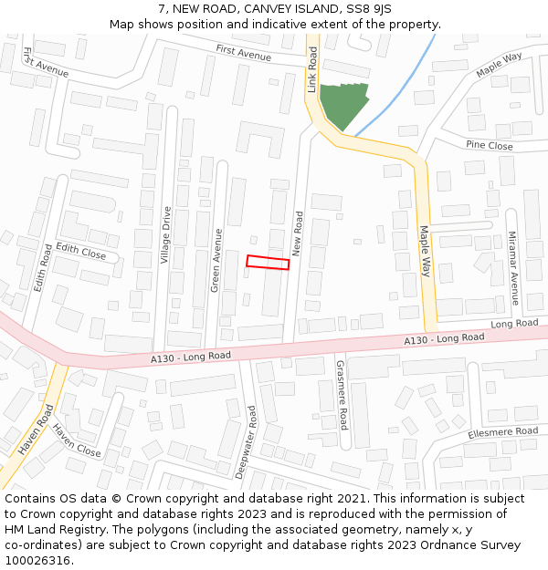 7, NEW ROAD, CANVEY ISLAND, SS8 9JS: Location map and indicative extent of plot