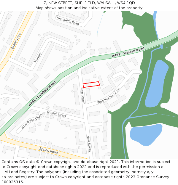 7, NEW STREET, SHELFIELD, WALSALL, WS4 1QD: Location map and indicative extent of plot