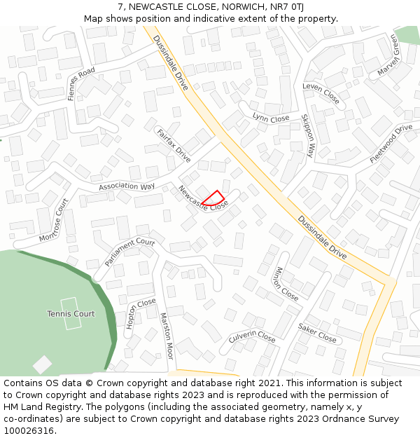 7, NEWCASTLE CLOSE, NORWICH, NR7 0TJ: Location map and indicative extent of plot