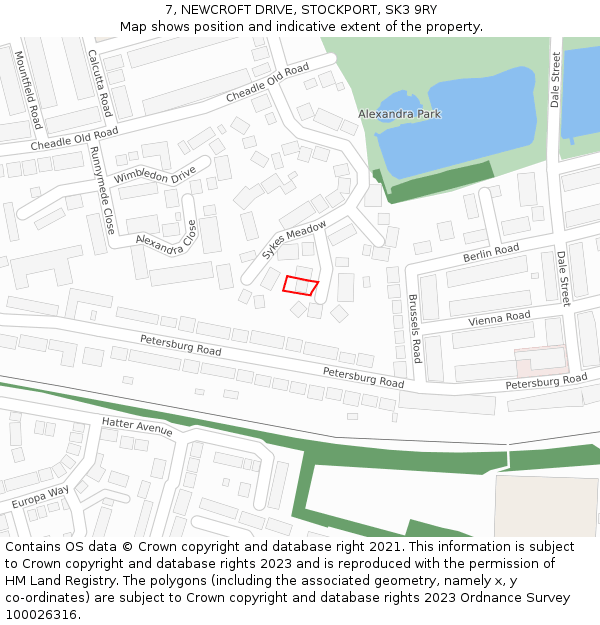 7, NEWCROFT DRIVE, STOCKPORT, SK3 9RY: Location map and indicative extent of plot