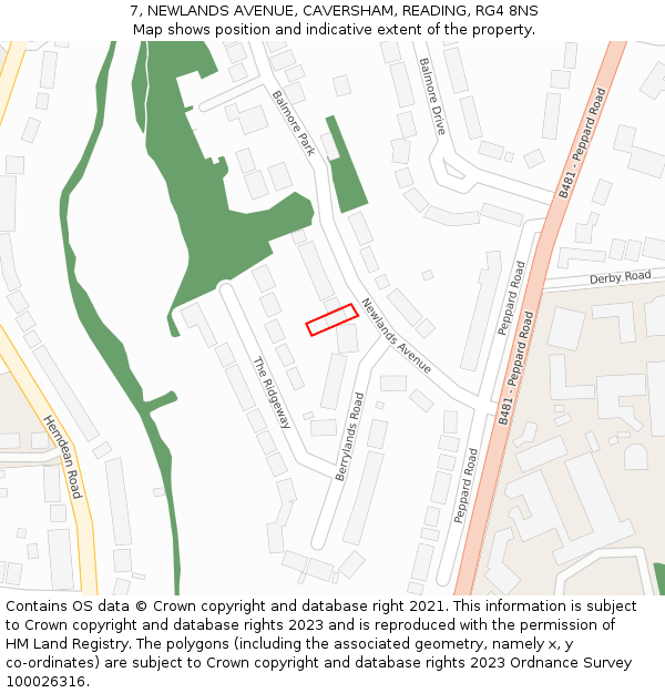 7, NEWLANDS AVENUE, CAVERSHAM, READING, RG4 8NS: Location map and indicative extent of plot