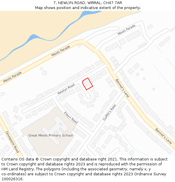 7, NEWLYN ROAD, WIRRAL, CH47 7AR: Location map and indicative extent of plot