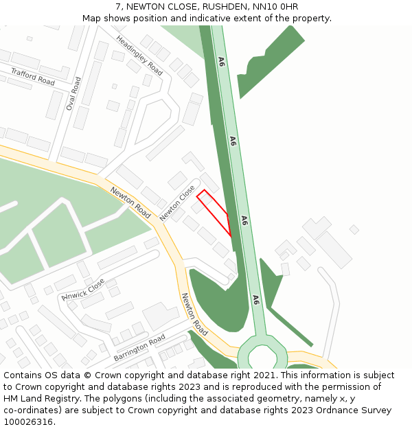 7, NEWTON CLOSE, RUSHDEN, NN10 0HR: Location map and indicative extent of plot
