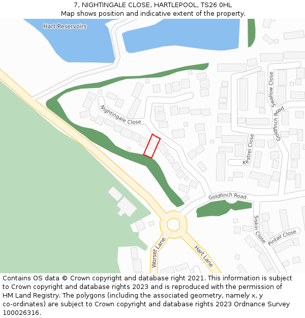 7, NIGHTINGALE CLOSE, HARTLEPOOL, TS26 0HL: Location map and indicative extent of plot