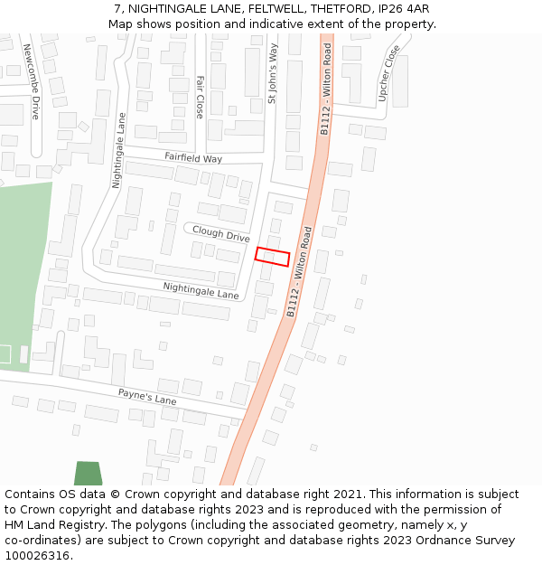 7, NIGHTINGALE LANE, FELTWELL, THETFORD, IP26 4AR: Location map and indicative extent of plot