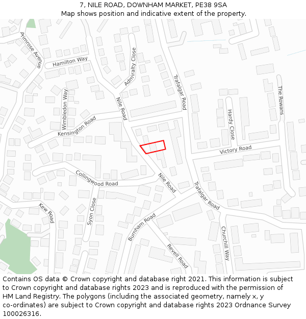 7, NILE ROAD, DOWNHAM MARKET, PE38 9SA: Location map and indicative extent of plot