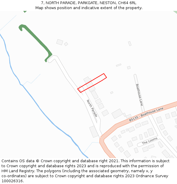 7, NORTH PARADE, PARKGATE, NESTON, CH64 6RL: Location map and indicative extent of plot