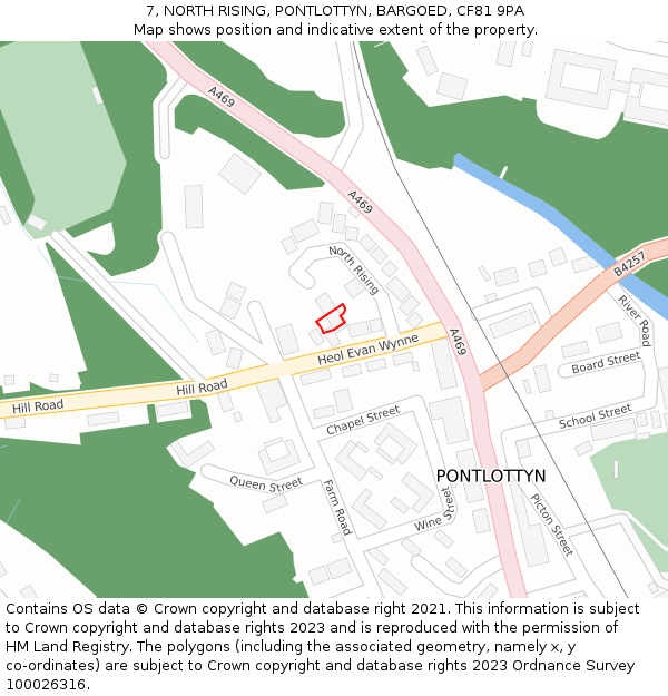 7, NORTH RISING, PONTLOTTYN, BARGOED, CF81 9PA: Location map and indicative extent of plot