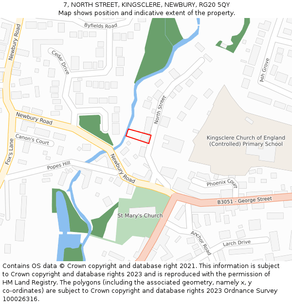 7, NORTH STREET, KINGSCLERE, NEWBURY, RG20 5QY: Location map and indicative extent of plot