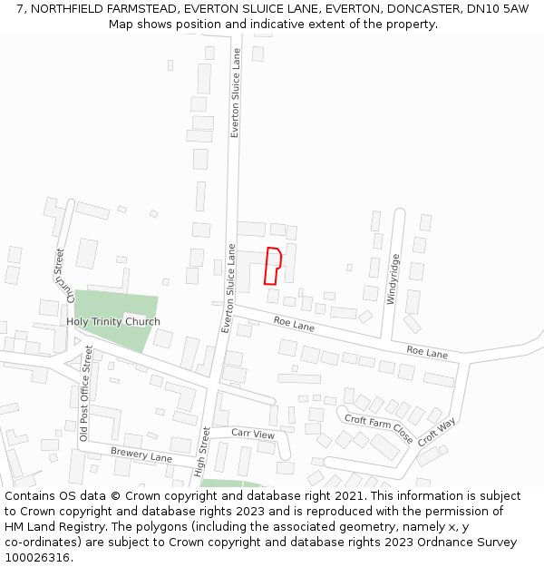 7, NORTHFIELD FARMSTEAD, EVERTON SLUICE LANE, EVERTON, DONCASTER, DN10 5AW: Location map and indicative extent of plot