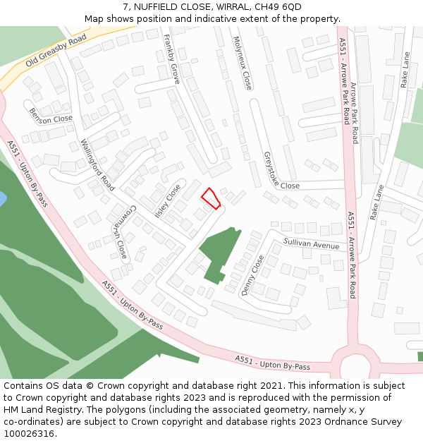 7, NUFFIELD CLOSE, WIRRAL, CH49 6QD: Location map and indicative extent of plot