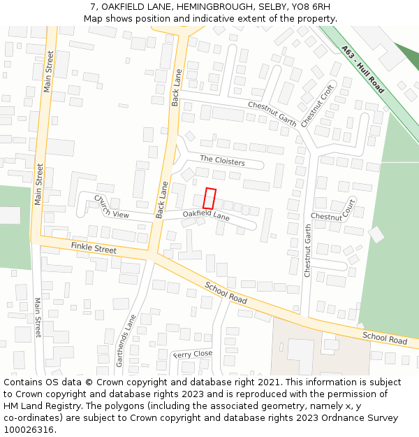 7, OAKFIELD LANE, HEMINGBROUGH, SELBY, YO8 6RH: Location map and indicative extent of plot