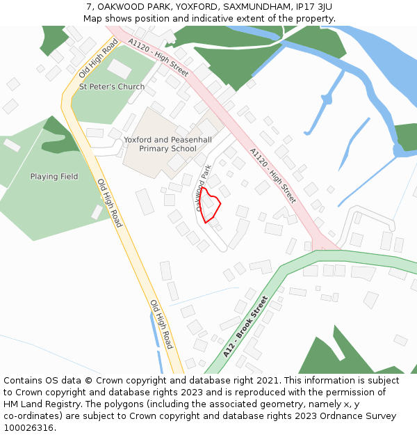 7, OAKWOOD PARK, YOXFORD, SAXMUNDHAM, IP17 3JU: Location map and indicative extent of plot